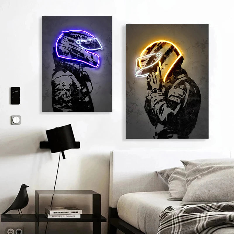 Racing Driver Helmet Poster Miru World