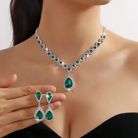 Silvia Luxury Crystal Necklace & Earrings Miru World
